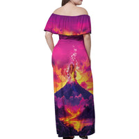 Hawaii Kilauea Volcano Family Matching Off Shoulder Maxi Dress and Hawaiian Shirt There Is Pele Goddess Of The Volcano - Polynesian Pride