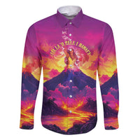 Hawaii Kilauea Volcano Family Matching Short Sleeve Bodycon Dress and Hawaiian Shirt There Is Pele Goddess Of The Volcano LT05 Dad's Shirt - Long Sleeve Purple - Polynesian Pride