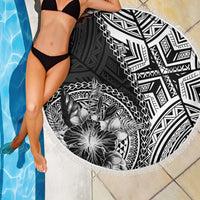 Hibiscus With Black Austronesian Tattoo Pattern Beach Blanket - Polynesian Pride
