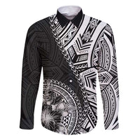 Hibiscus With Black Austronesian Tattoo Pattern Family Matching Off Shoulder Maxi Dress and Hawaiian Shirt - Polynesian Pride