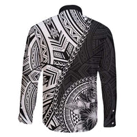 Hibiscus With Black Austronesian Tattoo Pattern Family Matching Off Shoulder Maxi Dress and Hawaiian Shirt - Polynesian Pride