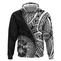 Hibiscus With Black Austronesian Tattoo Pattern Hoodie - Polynesian Pride