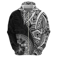 Hibiscus With Black Austronesian Tattoo Pattern Hoodie - Polynesian Pride