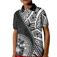 Hibiscus With Black Austronesian Tattoo Pattern Kid Polo Shirt - Polynesian Pride