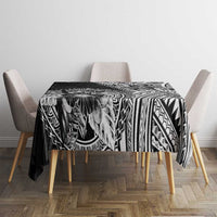 Hibiscus With Black Austronesian Tattoo Pattern Tablecloth - Polynesian Pride