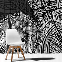 Hibiscus With Black Austronesian Tattoo Pattern Window Curtain - Polynesian Pride