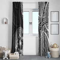 Hibiscus With Black Austronesian Tattoo Pattern Window Curtain - Polynesian Pride