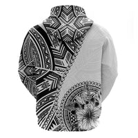 Hibiscus With White Austronesian Tattoo Pattern Hoodie - Polynesian Pride