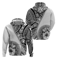 Hibiscus With White Austronesian Tattoo Pattern Hoodie - Polynesian Pride