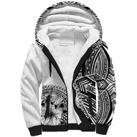 Hibiscus With White Austronesian Tattoo Pattern Sherpa Hoodie - Polynesian Pride