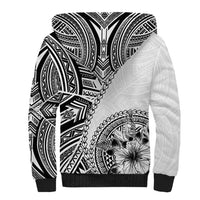 Hibiscus With White Austronesian Tattoo Pattern Sherpa Hoodie - Polynesian Pride