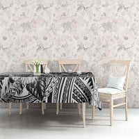 Hibiscus With White Austronesian Tattoo Pattern Tablecloth - Polynesian Pride