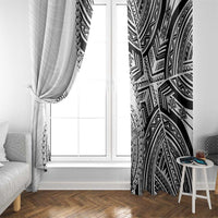 Hibiscus With White Austronesian Tattoo Pattern Window Curtain - Polynesian Pride