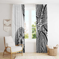 Hibiscus With White Austronesian Tattoo Pattern Window Curtain - Polynesian Pride