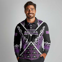 Personalised Aotearoa Moriori Long Sleeve Polo Shirt Maori Pattern New Zealand - Polynesian Pride