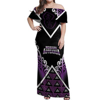 Personalised Aotearoa Moriori Off Shoulder Maxi Dress Maori Pattern New Zealand - Polynesian Pride
