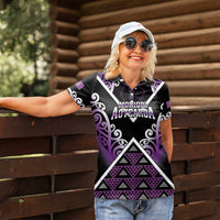 Personalised Aotearoa Moriori Women Polo Shirt Maori Pattern New Zealand - Polynesian Pride