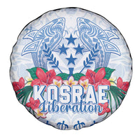 Happy Kosrae Liberation Day Spare Tire Cover Polynesian Shark Turtle Motif