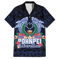 Happy Pohnpei Liberation Day Family Matching Tank Maxi Dress and Hawaiian Shirt Polynesian Shark Turtle Motif