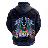 Happy Pohnpei Liberation Day Zip Hoodie Polynesian Shark Turtle Motif