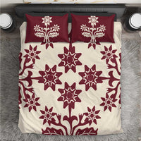 Cook Islands Maroon Tivaevae Bedding Set - Polynesian Pride
