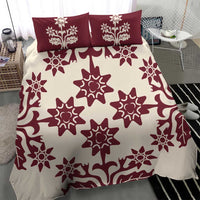 Cook Islands Maroon Tivaevae Bedding Set - Polynesian Pride