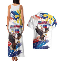 Filipino American History Month Couples Matching Tank Maxi Dress and Hawaiian Shirt Bald Eagle Tarsier Together LT05 - Polynesian Pride