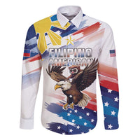Filipino American History Month Family Matching Short Sleeve Bodycon Dress and Hawaiian Shirt Bald Eagle Tarsier Together LT05 Dad's Shirt - Long Sleeve White - Polynesian Pride
