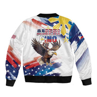 Filipino American History Month Sleeve Zip Bomber Jacket Bald Eagle Tarsier Together LT05 - Polynesian Pride