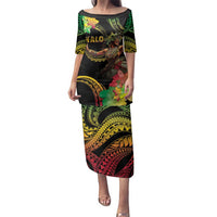 Halo Vanuatu Family Matching Puletasi and Hawaiian Shirt Beautiful Woman Dancing LT05 Mom's Dress Black - Polynesian Pride