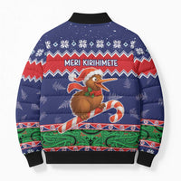 New Zealand Christmas Bomber Puffer Jacket Kiwi-sh You A Merry Christmas - Polynesian Pride