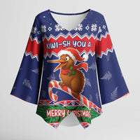 New Zealand Christmas Kimono Sleeve Blouse Kiwi-sh You A Merry Christmas - Polynesian Pride