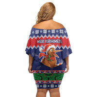 New Zealand Christmas Off Shoulder Short Dress Kiwi-sh You A Merry Christmas - Polynesian Pride