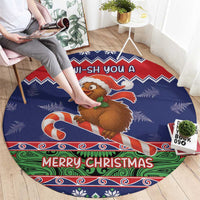 New Zealand Christmas Round Carpet Kiwi-sh You A Merry Christmas - Polynesian Pride