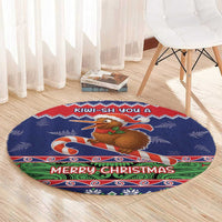 New Zealand Christmas Round Carpet Kiwi-sh You A Merry Christmas - Polynesian Pride