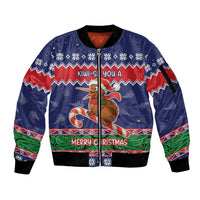 New Zealand Christmas Sleeve Zip Bomber Jacket Kiwi-sh You A Merry Christmas - Polynesian Pride
