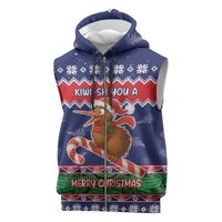 New Zealand Christmas Sleeveless Zip Hoodie Kiwi-sh You A Merry Christmas LT05 Blue - Polynesian Pride