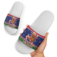 New Zealand Christmas Slide Sandals Kiwi-sh You A Merry Christmas - Polynesian Pride