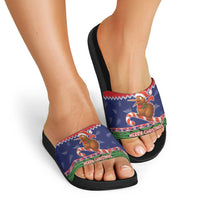 New Zealand Christmas Slide Sandals Kiwi-sh You A Merry Christmas - Polynesian Pride
