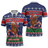 New Zealand Christmas Zipper Polo Shirt Kiwi-sh You A Merry Christmas LT05 - Polynesian Pride