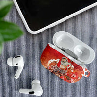 Hawaii Funny Christmas AirPods Case Santa Surfing With Tapa Pattern - Polynesian Pride