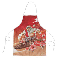 Hawaii Funny Christmas Apron Santa Surfing With Tapa Pattern - Polynesian Pride