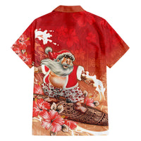 Hawaii Funny Christmas Family Matching Off The Shoulder Long Sleeve Dress and Hawaiian Shirt Santa Surfing With Tapa Pattern - Polynesian Pride