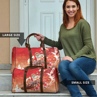 Hawaii Funny Christmas Travel Bag Santa Surfing With Tapa Pattern - Polynesian Pride