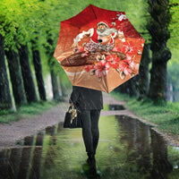 Hawaii Funny Christmas Umbrella Santa Surfing With Tapa Pattern - Polynesian Pride