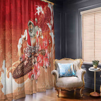 Hawaii Funny Christmas Window Curtain Santa Surfing With Tapa Pattern - Polynesian Pride