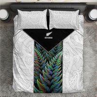 New Zealand Fern Rugby Bedding Set World Cup 2023 Paua Shell Maori Pattern LT05 White - Polynesian Pride