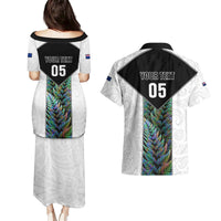 Custom New Zealand Fern Rugby Couples Matching Puletasi Dress and Hawaiian Shirt World Cup 2023 Paua Shell Maori Pattern LT05 - Polynesian Pride
