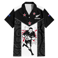 Custom New Zealand Player Rugby Family Matching Mermaid Dress and Hawaiian Shirt World Cup 2023 Maori Pattern LT05 Dad's Shirt - Short Sleeve Black - Polynesian Pride