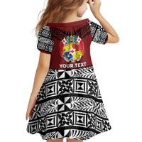 Personalised Tonga Constitution Day Family Matching Off The Shoulder Long Sleeve Dress and Hawaiian Shirt Tongan Kupesi Ngatu Pattern LT05 - Polynesian Pride